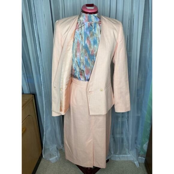 Adolfo Esprit suit mock neck blouse vintage 1980s pink - Picture 16 of 16